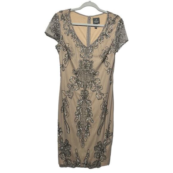 Adrianna Papell Women’s Beaded Mesh Cocktail Dress / Size-8 - Picture 2 of 16